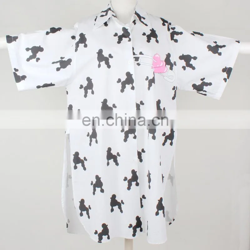 New style slim fit fashion ladies long shirts designs with printed