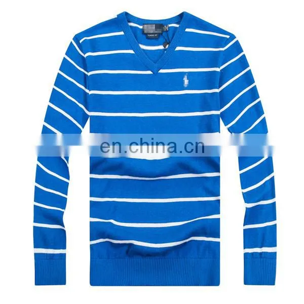Long sleeve T shirt Mens Striped T shirt cotton plain v neck swearter