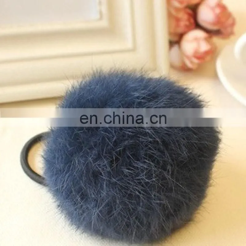 8cm real rabbit fur ball/bobble girl hairband for fashion decoration accessory