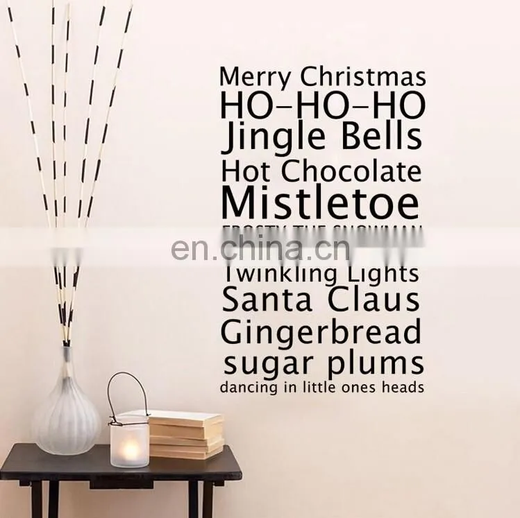 Merry Christmas English Blessing Wall Glass Decor Stickers