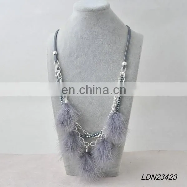 Real Feather Necklace Boho Style Leather Neckalce Gift for Women