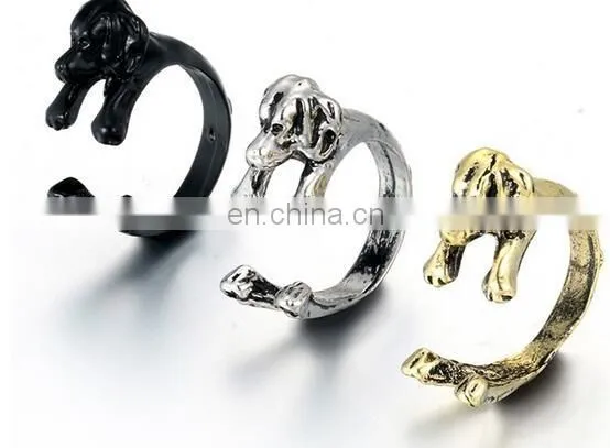 10 Styles Dog Ring Vintage Animal Puppy Wrap Ring Open Adjustable Resizeable