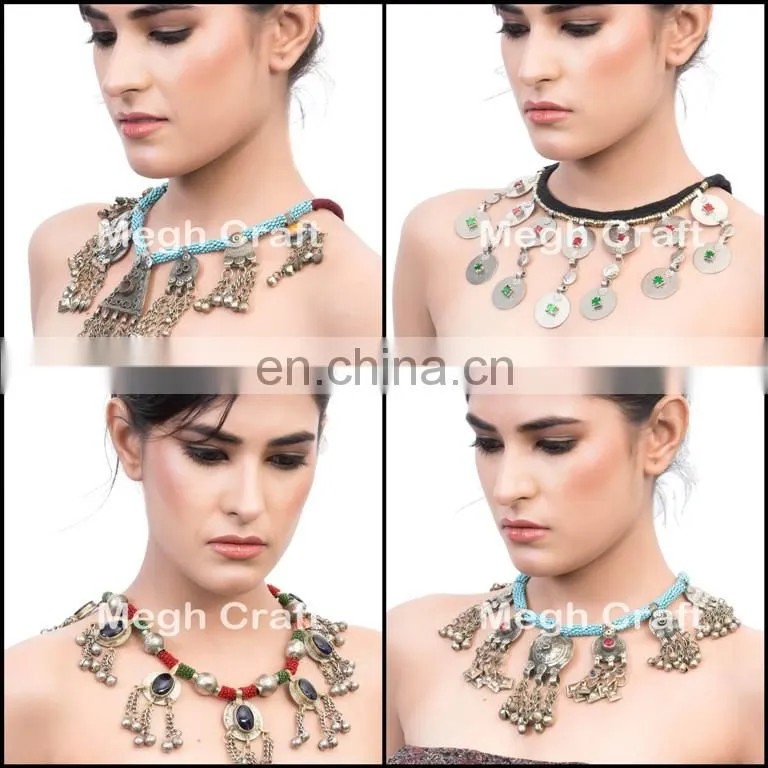 Tribal Afghan Necklace-Vintage Gypsy Necklace-Antique Afghan jewelry - Tribal jewelry -Boho Hippie Kuchi Necklace
