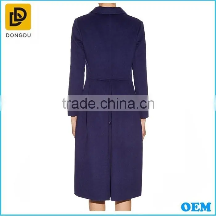 Navy blue women long sleeve fleece coat from Alibaba women coat factory