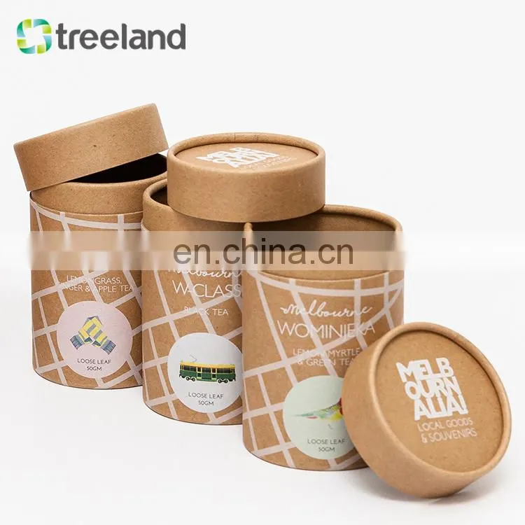 Degradable Capsules Packaging Brown Kraft Round Box Rolled Edge Paper Tube