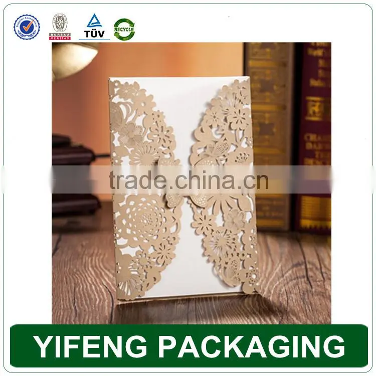 Fancy luxurious 3d laser cut wedding invitation card