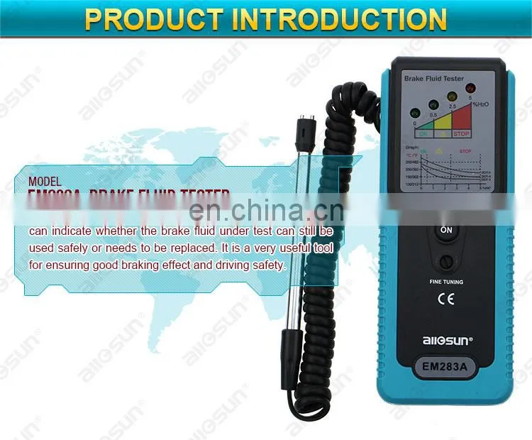 All-sun EM283A Auto Tester Car Brake Fluid Tester Handheld Truck LED 180 Degree Pucker Build In Buzzer