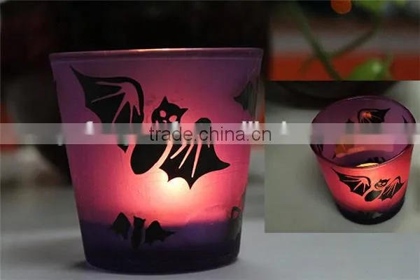 tabletop crackle glass votive candle holder bat image candlestick holders