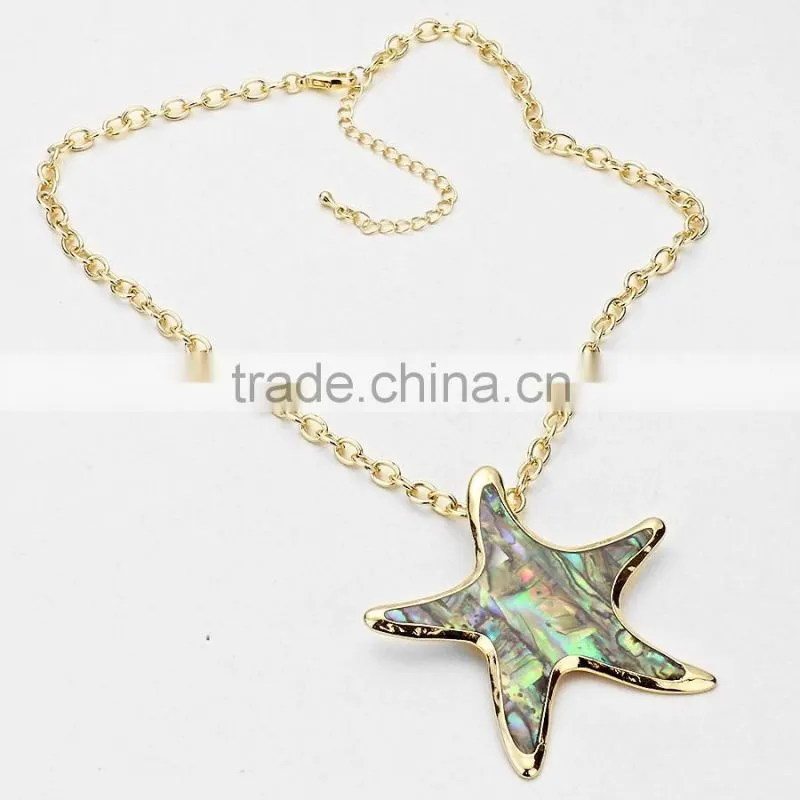 Sea Life Jewelry Coastal Starfish Abalone Pendant Necklace