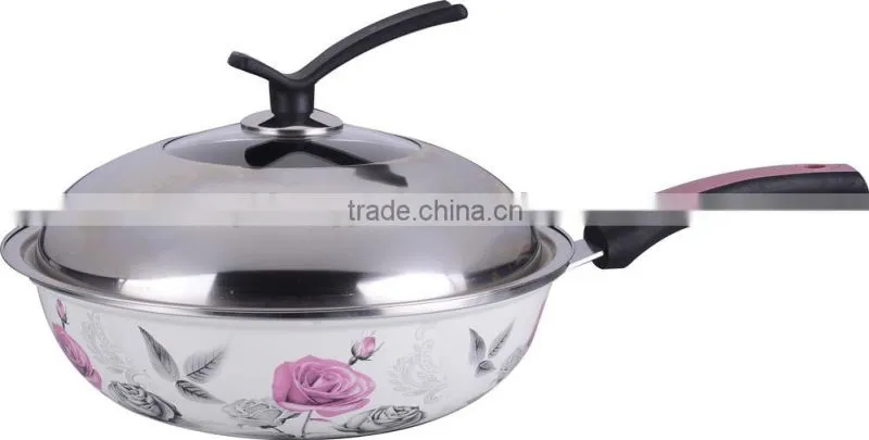 Popular enamel wok with long handle