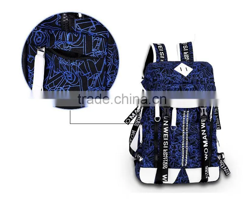 Wholesale custom canvas hiking school bags travel printed laptop school bag backpack