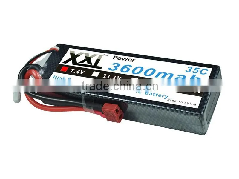 XXL high discharge rate 35C 3600mah 7.4V lipo battery for rc hobby