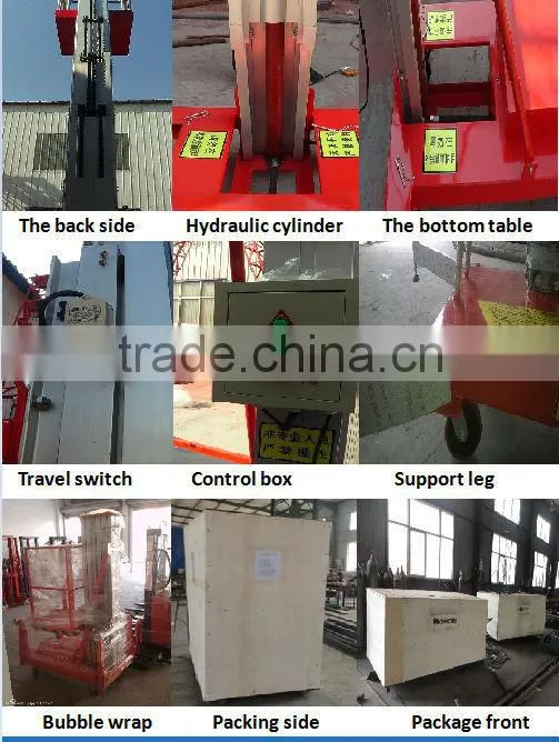hydraulic aluminum alloy single mast single person telescopic lift