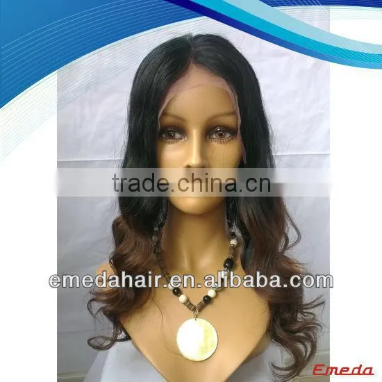 Wholesale mongolian glueless full lace wigs two tone body wave in stock