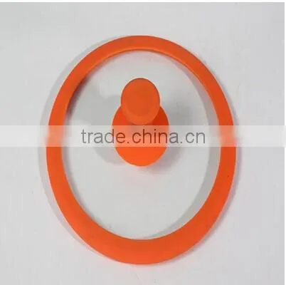 Round Tempered glass lid with orange silicone rim