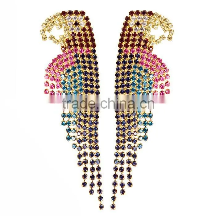 Funky earrings for girls parrot crystal rhinestone earring crystal parrot earrings