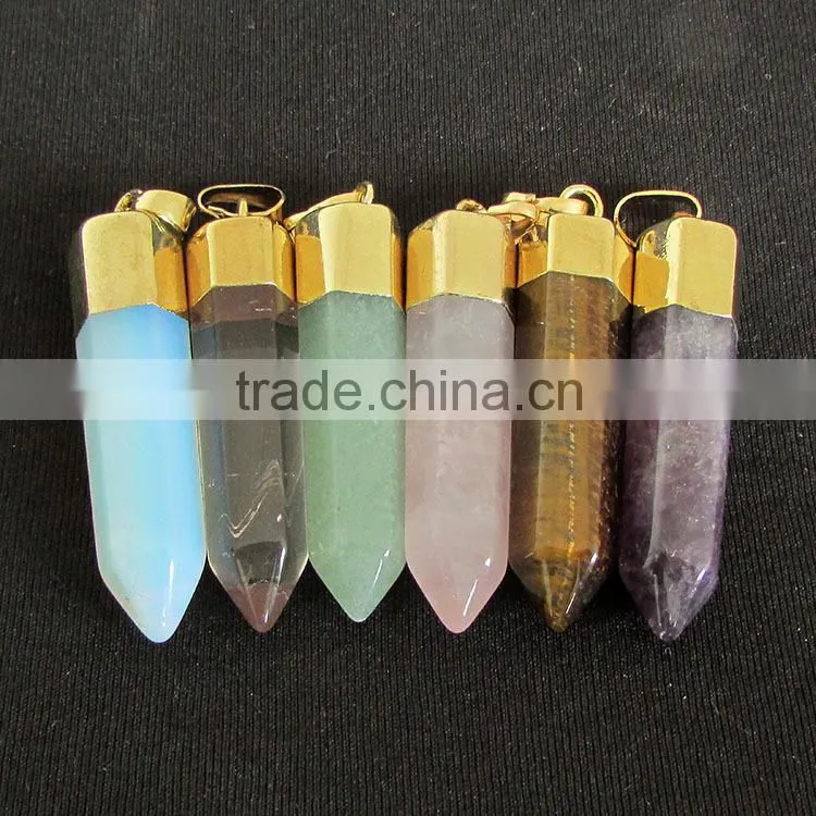 JF6922 2016 newest gold electroplated double point bail loop turquoise pendants