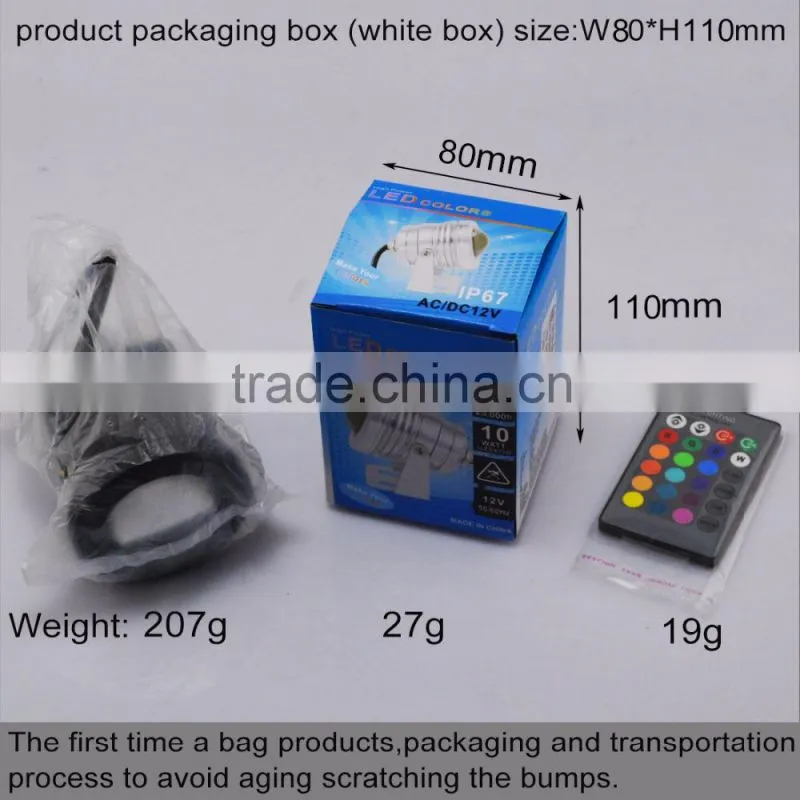 10W RGB LED underwater lighting 12v pool light IP67 Waterproof