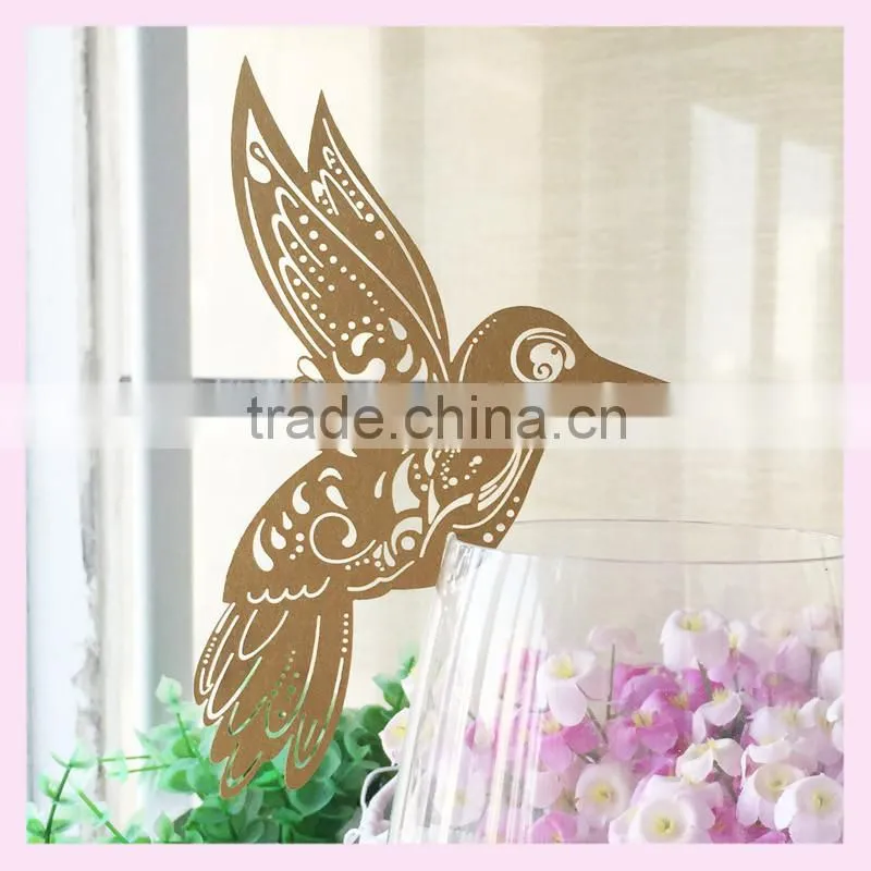 China Wholesale cheap laser cut wine decoration wine claim to decorate your party party favor laser cut paper bird designpattern