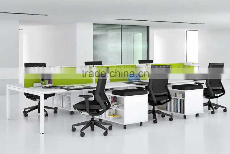 Modern 4 seat straight workstation,linear steel frame office partition ( SZ-WS005)