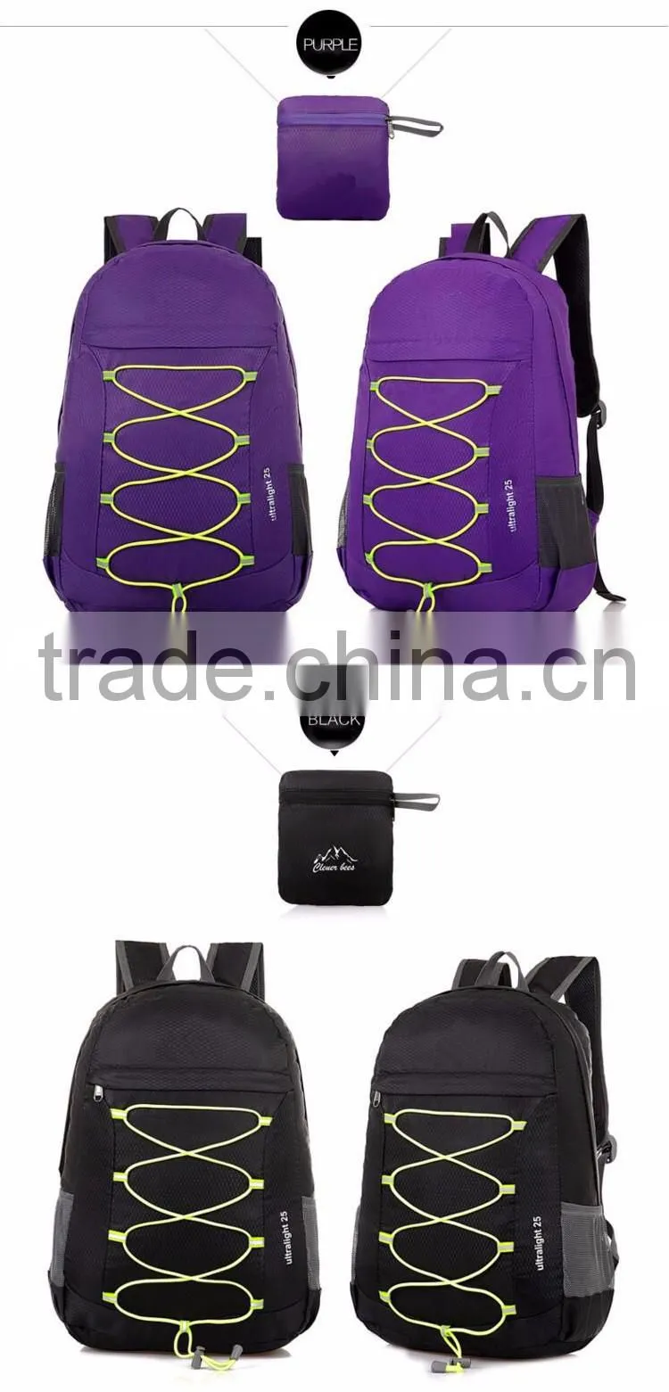 fashion waterproof nylon camping backpack can be fold shoulder bag