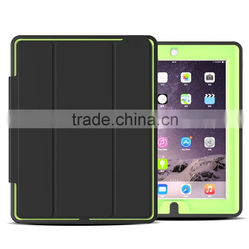 Luxury Wake Sleep Function Folding Stand PU Leather PC Back Cover Shockproof Protective Case For iPad 2/3/4 TB-0278