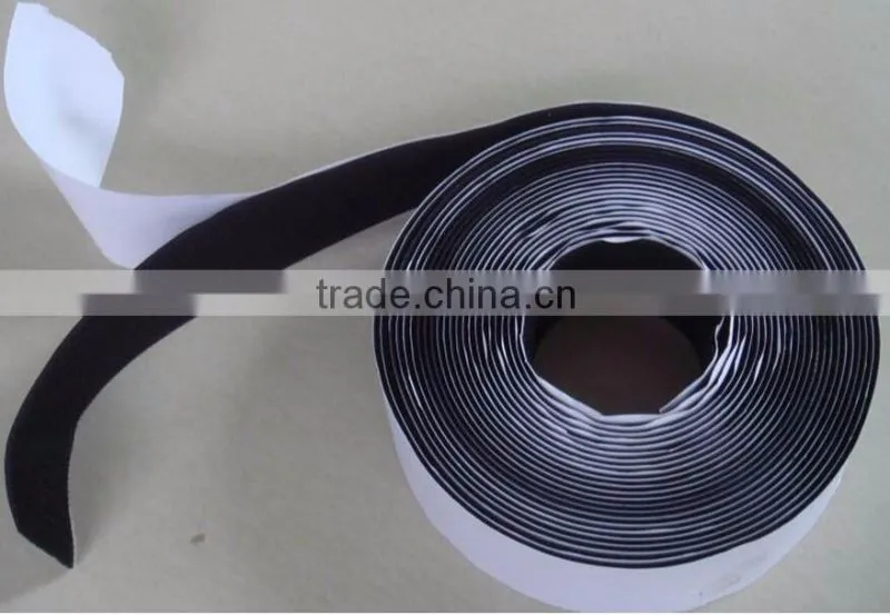 100% Nylon black self-adhesive hook and loop fastener back with glue