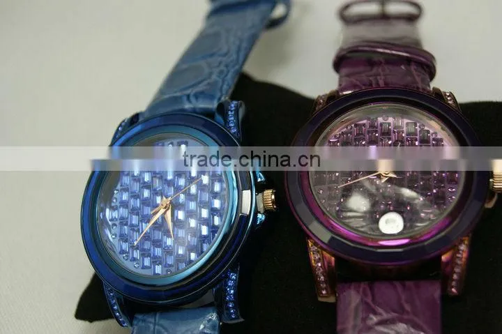 Water brick surface pu leather couple watches