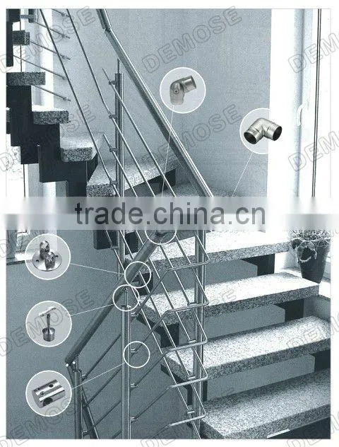 foshan stainless steel solid tube railing with round base flange