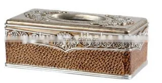 hot sale brown leather tissue box for gifts factory