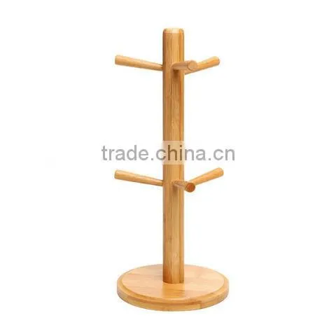 6-piece Bamboo Coffee Mug Display Stand Mug Hanger