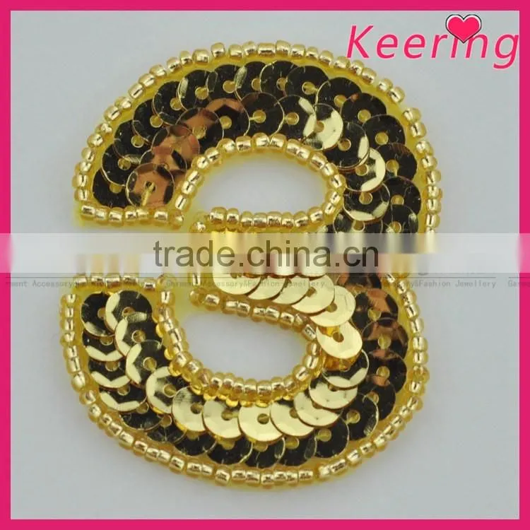 wholesale sew on bag sequin patch in gold WRAB-011