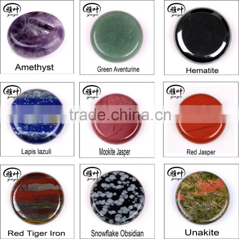 Wholesale semi-precious Amethyst stone engraved flower of life Round Palm Stone