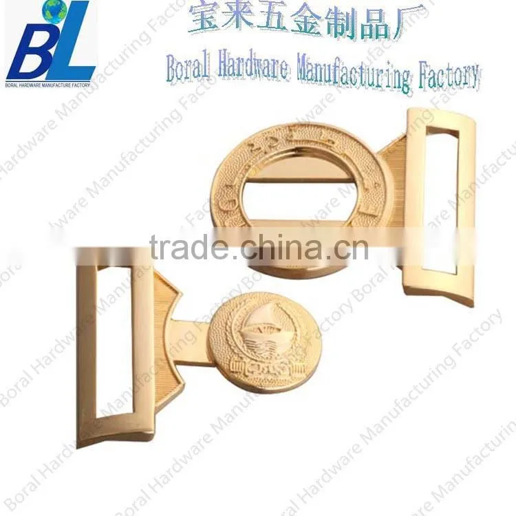 Polished belt buckle parts with gold plating
