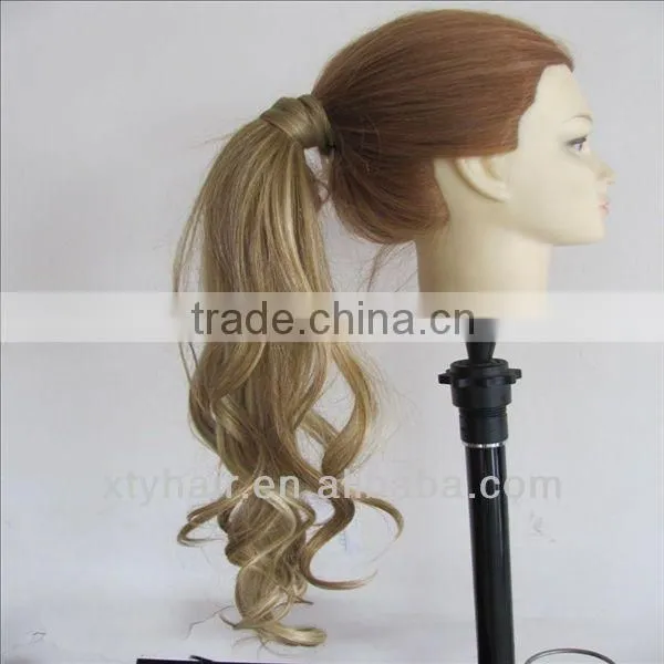 curly blonde pony hair extension