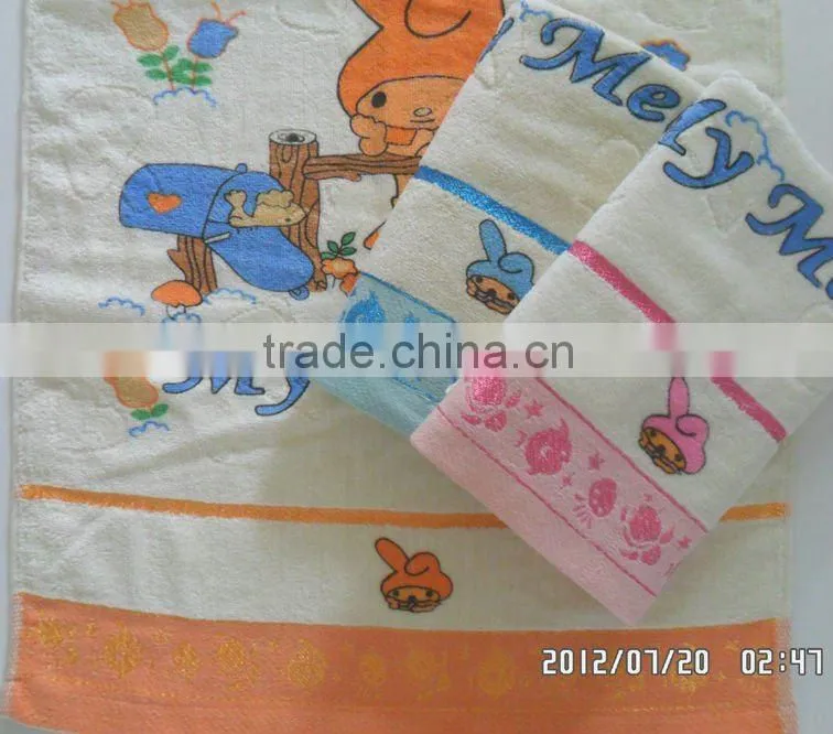 100% cotton velour printed children bath towel 21s yarn