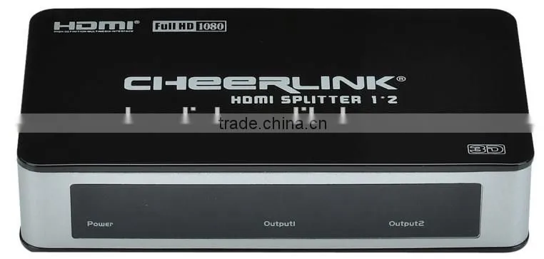 CHEERLINK 2 port 1080P/3D HDMI Splitter 1.4 connects to source such as DVD, Satellite, Cable Box, PC, PS3