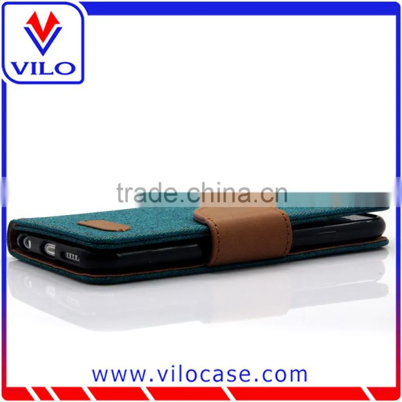 factory wholesales Jean Cloth Leather Case for iPhone 6S, Flip Stand Phone Cover for iPhone 6s