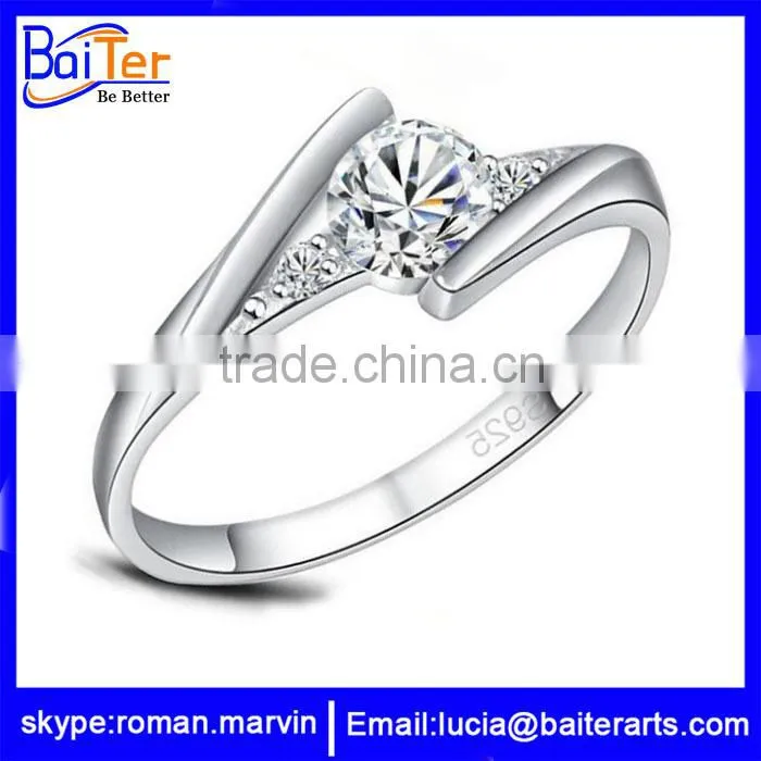 Wholesale fashion silver ring 925 silver ring with black stone