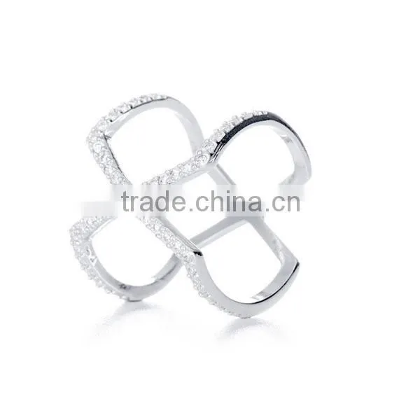 925 sterling silver Double X CZ ring Pave setting