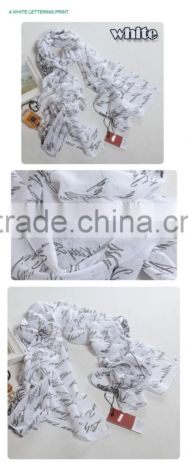 Lady's Customized Polyester Silk Like Soft Handfeel Chiffon Printed Long Scarf Shawl Wraps Sarong