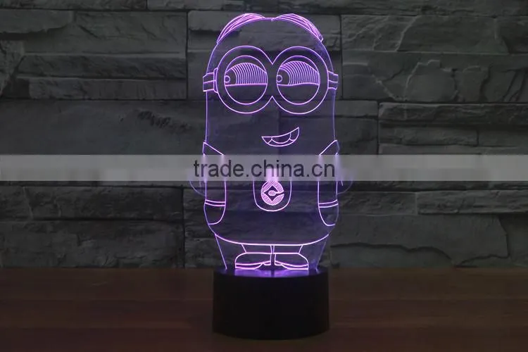 Home decoration LED night light lamp 3D illusion for children baby bedroom,Despicable Me Minions shape christmas gift
