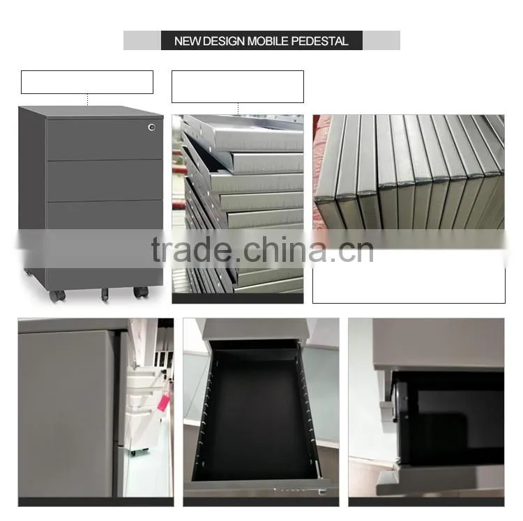 Mobile cabinet metal mobile filing cabinet pedestal with central lock