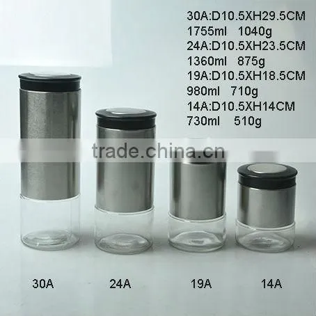 55ML glass canister with stainless steel coated glass for storage