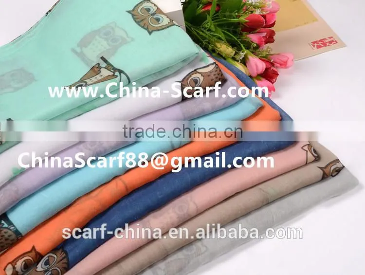 Wholesale owl viscose scarf