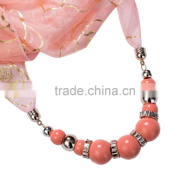 Gold line dubai scarf with large Acrylic beads chain for women