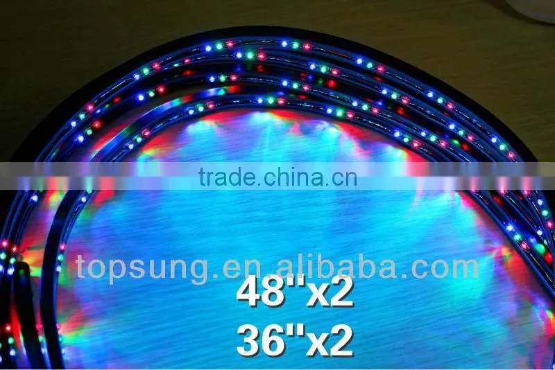 4pc set 7 color Undercar Lights RGB Under car Neon Light Kit w/ Wireless Remote controller (48"x2 + 36" x2) Under car Neon Light