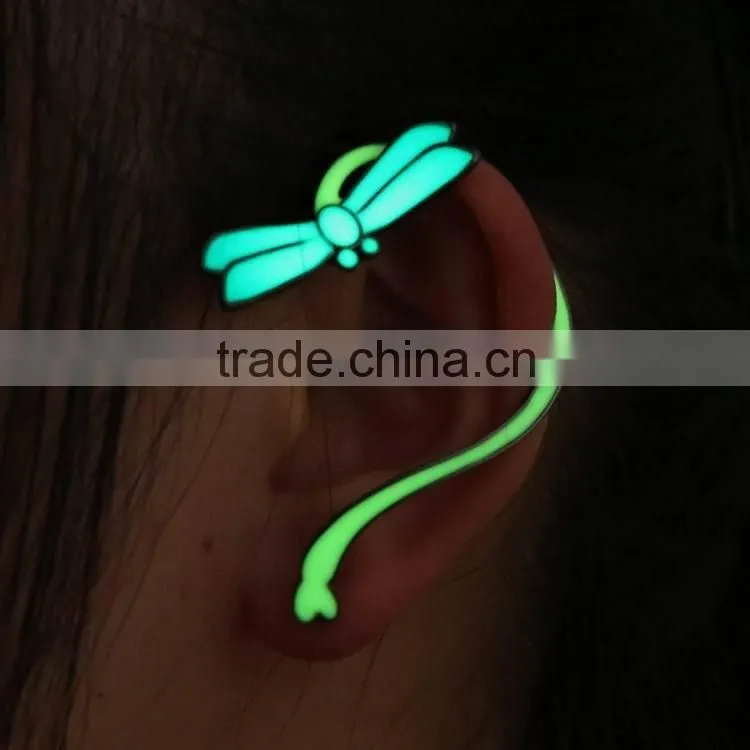 glow in the night ear cuff flat stud earring pearl