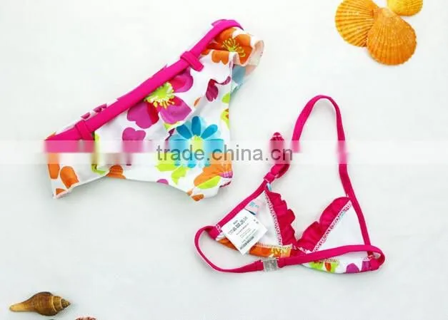 Kids Pink Yellow Floral Bikini 2 pc Swimsui