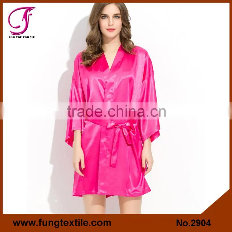 2904 Plain Short Satin Robes For Wedding Bridal Party Robes